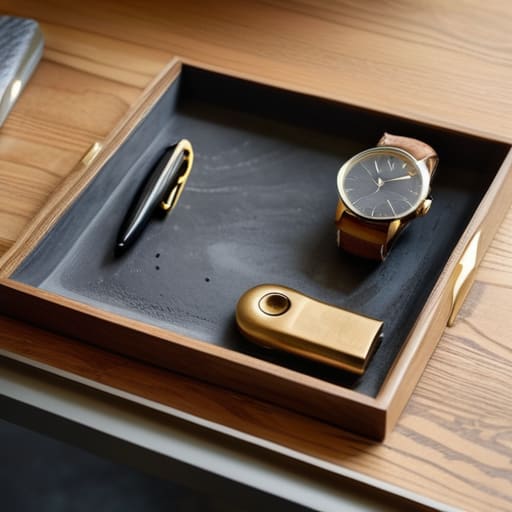 Concrete Minimalist Desk Trays for workspace organization.