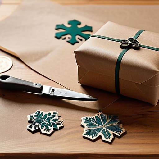 Hand-Stamped Kraft Paper Gift Wrap rolls.